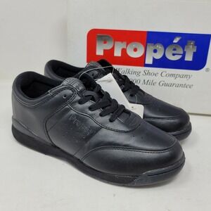 Propet Walking Shoes‎ Size 6.5 M Life Walker W3804 Black Lace Up Low Top